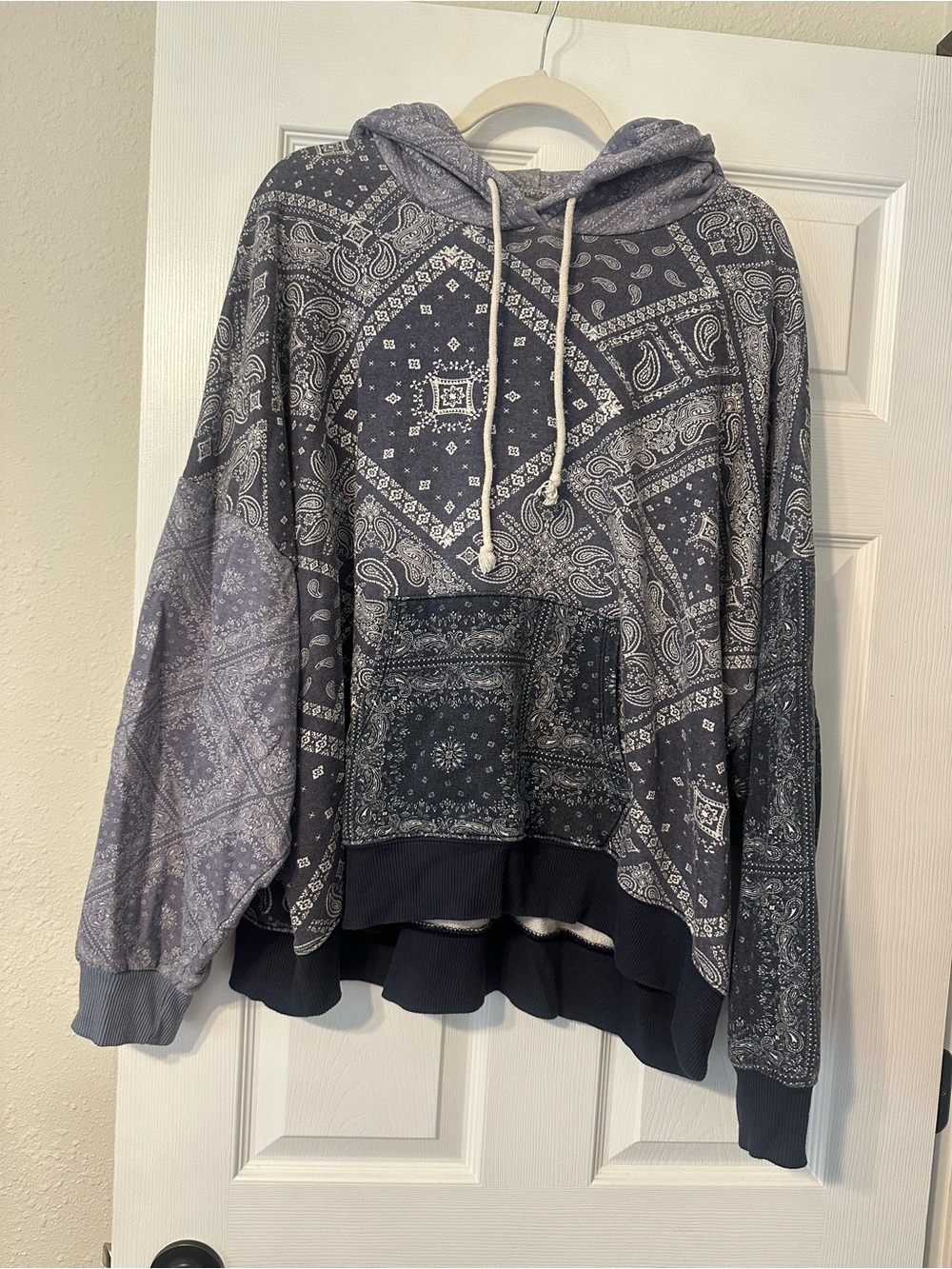 American Eagle Outfitters Navy Bandana-Print Hoodie